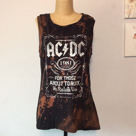 AC/DC | Tops | Acdc Tie Dye Sleeveless Graphic Tshirt Xl | Poshmark
